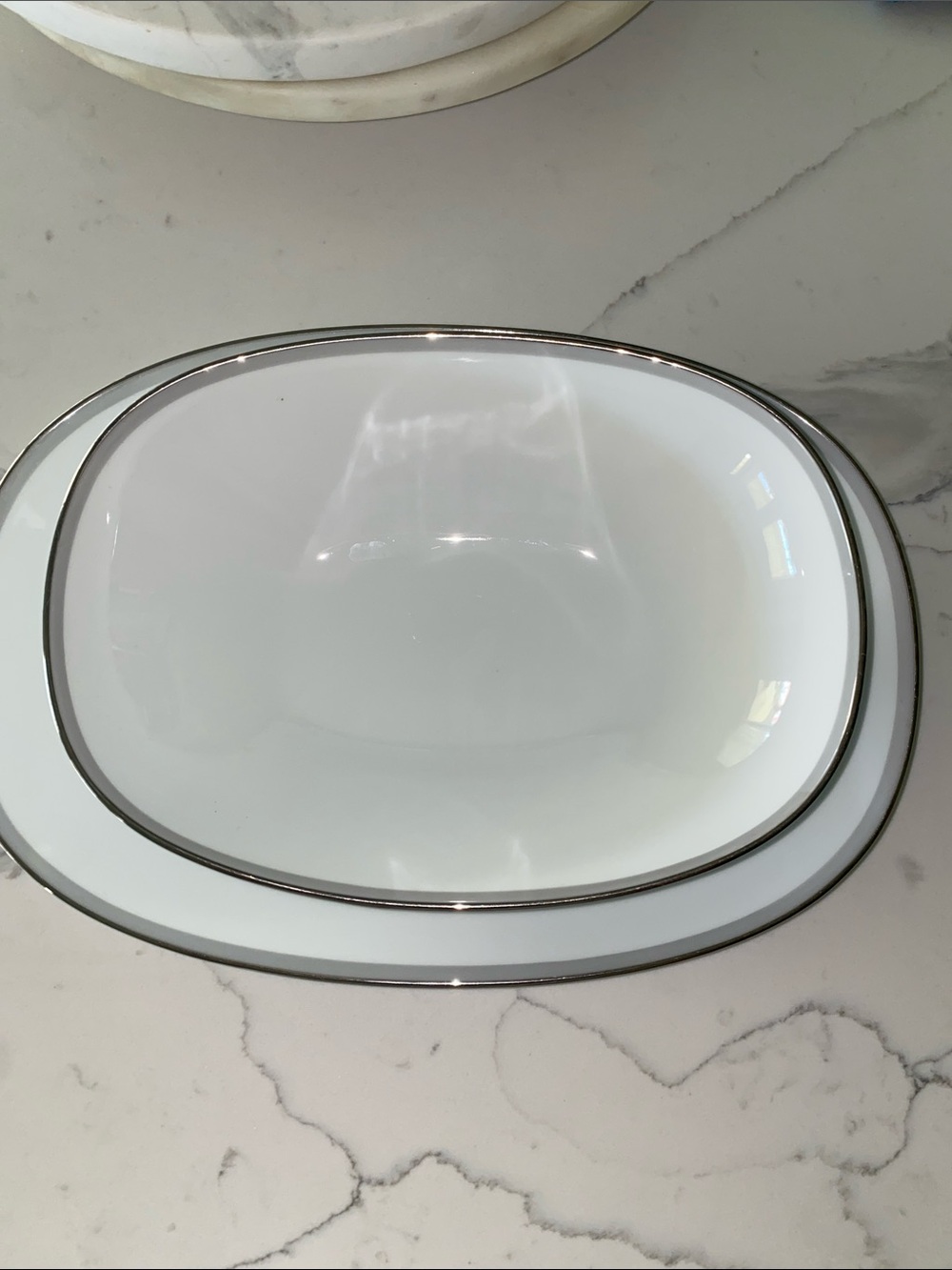Noritake China Bowl and Platter with Silver Rim - Picture 3 of 11